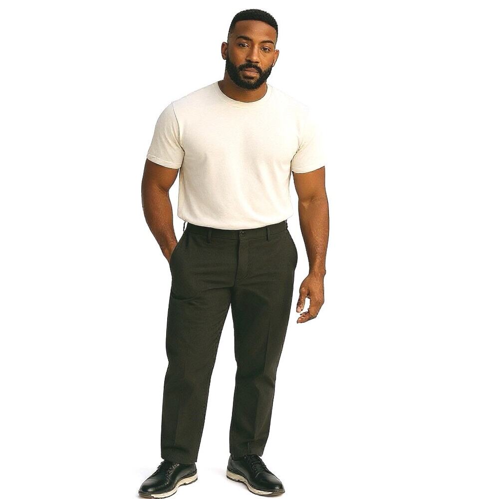 Izod Men’s Flat Front Dark Gray Stretch Tall Chino -size 38x34